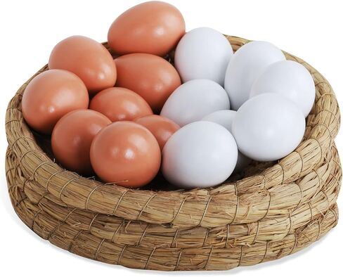 بيض خشبي مزيف، بيجينيوا 15 قطعة بلونين بيض خشب عيد الفصح للحرف اليدوية ديكور المنزل لعيد الفصح in Kuwait