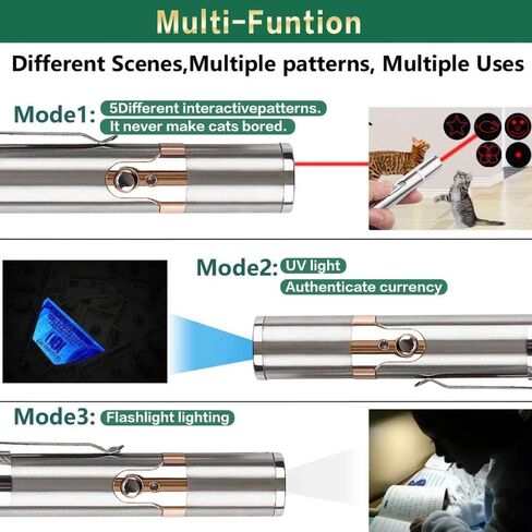 لعبة ليزر للقطط من اوتيك، مؤشر ليزر للكلاب والالعاب التفاعلية للقطط والكلاب في الاماكن المغلقة - لعبة تفاعلية 7 في 1 للقطط والكلاب، صندوق ممتاز قابل لاعادة الشحن بمنفذ USB، العاب تمارين تعليمية in Kuwait