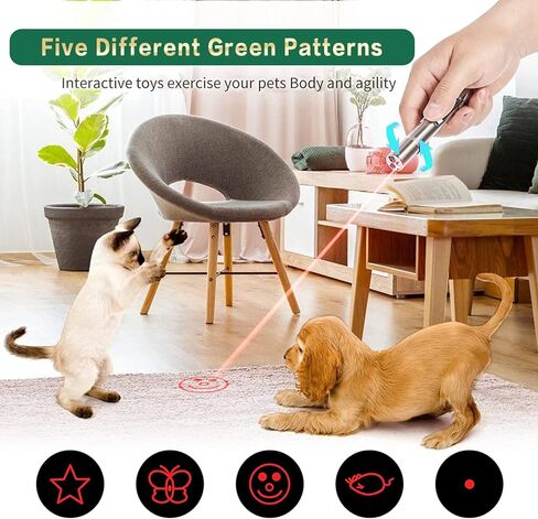 لعبة ليزر للقطط من اوتيك، مؤشر ليزر للكلاب والالعاب التفاعلية للقطط والكلاب في الاماكن المغلقة - لعبة تفاعلية 7 في 1 للقطط والكلاب، صندوق ممتاز قابل لاعادة الشحن بمنفذ USB، العاب تمارين تعليمية in Kuwait
