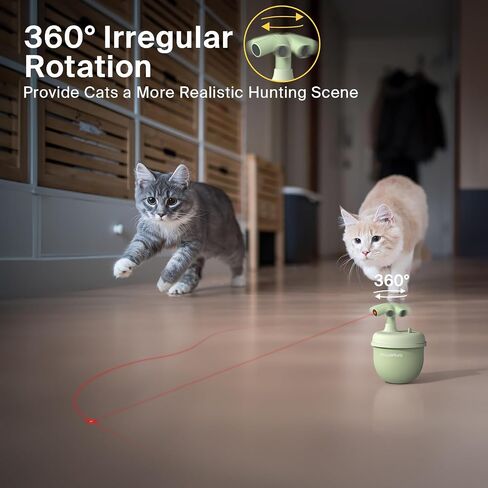 OFFBEATISM Cat Laser Toys, Automatic Cat Laser Toy Tumbler Design, Rechargeable Cat Laser Pointer 360°Irregular Rotation, 3 Modes Interactive Cat Toy for Indoor Cats of All Ages and Sizes (Green) in Kuwait