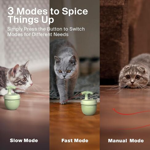 OFFBEATISM Cat Laser Toys, Automatic Cat Laser Toy Tumbler Design, Rechargeable Cat Laser Pointer 360°Irregular Rotation, 3 Modes Interactive Cat Toy for Indoor Cats of All Ages and Sizes (Green) in Kuwait