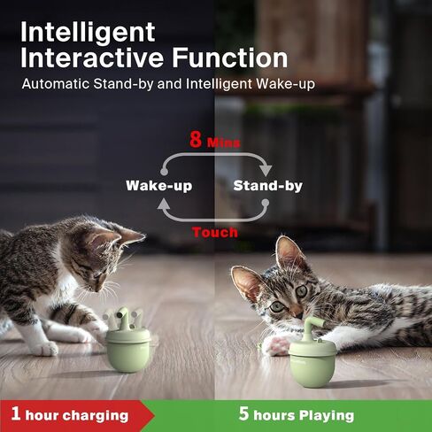 OFFBEATISM Cat Laser Toys, Automatic Cat Laser Toy Tumbler Design, Rechargeable Cat Laser Pointer 360°Irregular Rotation, 3 Modes Interactive Cat Toy for Indoor Cats of All Ages and Sizes (Green) in Kuwait