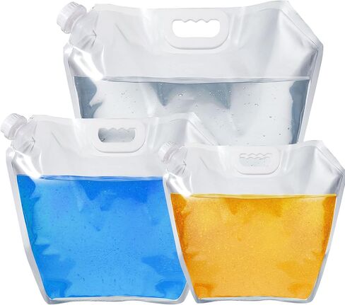 12 Pcs Collapsible Water Container Bag Emergency Clear Plastic Storage Jug Freezable Foldable Collapsible Water Bottle Water Storage Tank No Leak Water Pouch for Camping Hiking Backpack, 2.5L, 5L, 10L in Kuwait