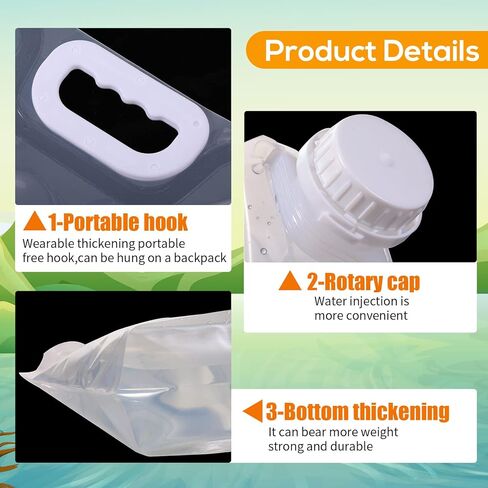 12 Pcs Collapsible Water Container Bag Emergency Clear Plastic Storage Jug Freezable Foldable Collapsible Water Bottle Water Storage Tank No Leak Water Pouch for Camping Hiking Backpack, 2.5L, 5L, 10L in Kuwait