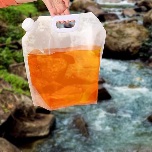 12 Pcs Collapsible Water Container Bag Emergency Clear Plastic Storage Jug Freezable Foldable Collapsible Water Bottle Water Storage Tank No Leak Water Pouch for Camping Hiking Backpack, 2.5L, 5L, 10L in Kuwait