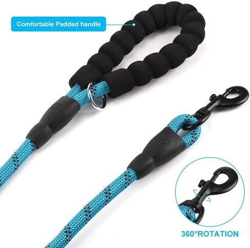 2 Pack Dog Leash 5 FT Heavy Duty Nylon Rope Dog Leash with Comfortable Padded Handle Sturdy Reflective Threads Strong Dog Leash for Medium Large Dogs in Saudi Arabia