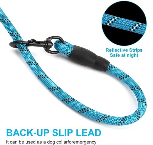 2 Pack Dog Leash 5 FT Heavy Duty Nylon Rope Dog Leash with Comfortable Padded Handle Sturdy Reflective Threads Strong Dog Leash for Medium Large Dogs in Saudi Arabia