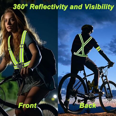 سترة عاكسة للمشي في الليل 360 درجة رؤية عالية سترة الجري حزام عاكس مع 2 حزمة شارات عاكسة قابلة للتعديل سترة أمان مرنة عاكسة للجري للمشي ليلاً الركض in Kuwait