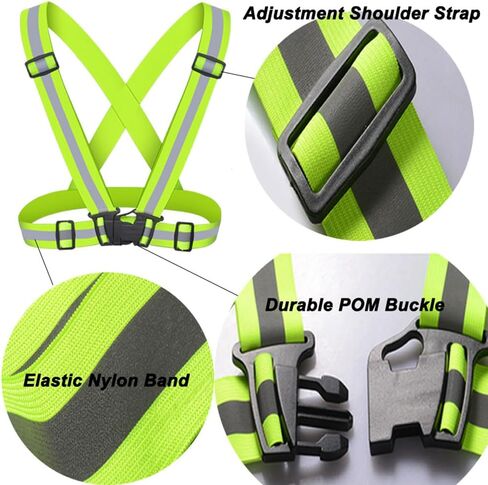 سترة عاكسة للمشي في الليل 360 درجة رؤية عالية سترة الجري حزام عاكس مع 2 حزمة شارات عاكسة قابلة للتعديل سترة أمان مرنة عاكسة للجري للمشي ليلاً الركض in Kuwait