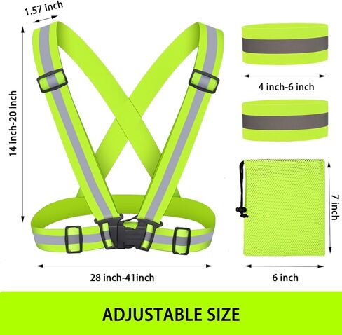 سترة عاكسة للمشي في الليل 360 درجة رؤية عالية سترة الجري حزام عاكس مع 2 حزمة شارات عاكسة قابلة للتعديل سترة أمان مرنة عاكسة للجري للمشي ليلاً الركض in Kuwait