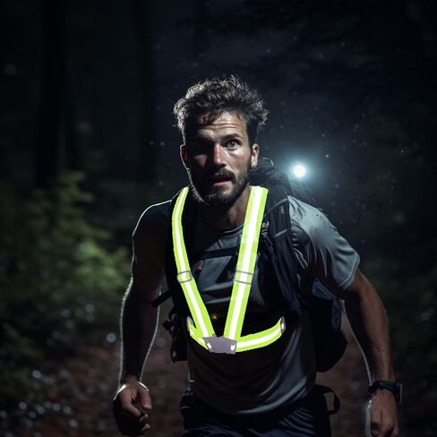 سترة عاكسة للمشي في الليل 360 درجة رؤية عالية سترة الجري حزام عاكس مع 2 حزمة شارات عاكسة قابلة للتعديل سترة أمان مرنة عاكسة للجري للمشي ليلاً الركض in Kuwait