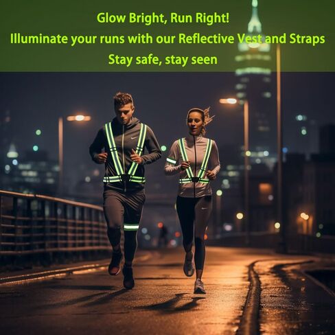 سترة عاكسة للمشي في الليل 360 درجة رؤية عالية سترة الجري حزام عاكس مع 2 حزمة شارات عاكسة قابلة للتعديل سترة أمان مرنة عاكسة للجري للمشي ليلاً الركض in Kuwait