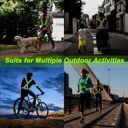 سترة عاكسة للمشي في الليل 360 درجة رؤية عالية سترة الجري حزام عاكس مع 2 حزمة شارات عاكسة قابلة للتعديل سترة أمان مرنة عاكسة للجري للمشي ليلاً الركض in Kuwait