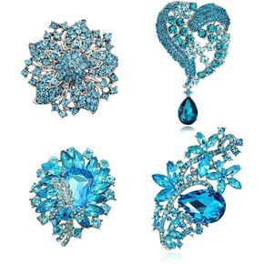 Ezing 4Pcs Brooch Lot with Large Big Size Rhinestone Crystal Fashion Jewelry in Saudi Arabia