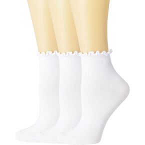SRYL Ruffle Ankle Socks for Women's,Casual Cute Turn-Cuff Socks Soft Breathable Knit Cotton Lettuce Frilly Crew Socks Girls