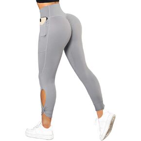 SUUKSESS Women Butt Lifting Capri Leggings with Pockets 7/8 Length Twist High Waisted Yoga Pants