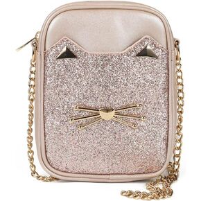 Cute Crossbody Purse for Teen Girls Sparkly Cat Purse and Small Crossbody Bags for Women Gift with Chain Strap