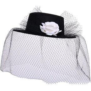 القبعات الفيكتورية النسائية خمر الأقواس قبعات فيدورا الأسود in Kuwait