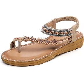 MEMON المرأة الشقق الصنادل البوهيمي الصيف المفتوحة تو مطاطا الكاحل حزام الصنادل مريحة الوجه يتخبط أحذية الشاطئ in Kuwait