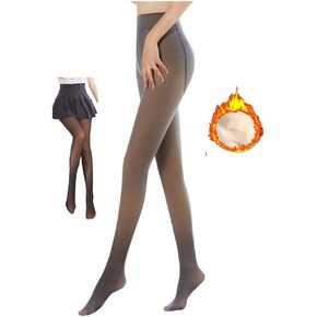 ZAZHANG Flawless Legs Fake Translucent Warm Fleece Pantyhose Women Warm Fleece Lined Slim Stretchy Leggings Pant (US, Alpha, Medium, Regular, Regular, Black) in Saudi Arabia