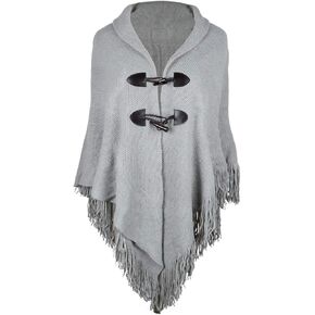 Iristide Women's Loose Cloak Poncho With Stylish Trumpet Button,Pullover Wrap in Kuwait