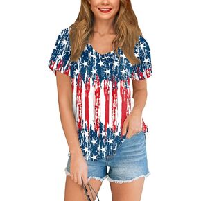 For G and PL Women's July 4th American Flag T Shirts