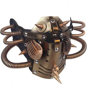 قناع Steampunk من الجلد، قناع تنكري، قناع تنكر برشام الشرير، أنبوبي