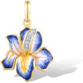 Santuzza 10K Solid Gold Enamel Flower Pendant Without Chain for Women in Kuwait