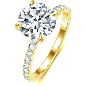 Jelafu 3CT Round Cut Moissanite Engagement Ring for Women D Color VVS1 Clarity in Sterling Silver, Moissanite Promise Anniversary Wedding Ring for Women, Elegant Gift Packed
