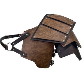 JAOYU Viking Armor Leather Shoulder Pauldron Armor Warrior Medieval Armor Chest Cosplay Men's Faux Leather Body Chest Harness Adjustable Shoulder Armors for LARP,Halloween,Archery in Kuwait