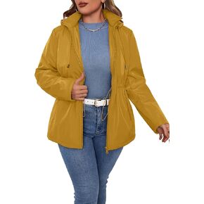 Geschallino Women's Lightweight Padded Jacket Plus Size Quilted Winter Casual Coat Long Sleeve Zipper Outerwear(1X-5X)