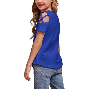 تي شيرت بناتي من Greatchy برقبة دائرية وقمصان تونيك صيفية بأكمام قصيرة من القطن مع كتف بارد in Kuwait