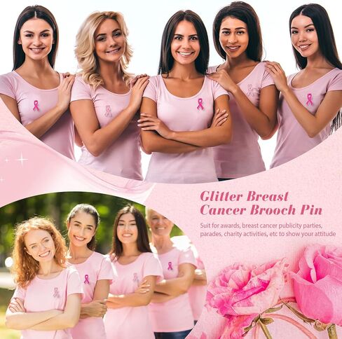 Hoteam 200 قطعة شريط وردي لامع دبوس الثدي بريق سرطان الثدي بروش دبوس دبابيس الشريط التوعية بسرطان الثدي دبوس التلبيب الخيرية لوازم جمع التبرعات العامة in Kuwait