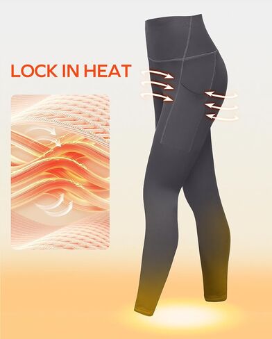 Ewedoos Women's Fleece Lined Leggings with Pockets Winter Thermal Leggings for Women High Waisted Yoga Warm Leggings in Saudi Arabia