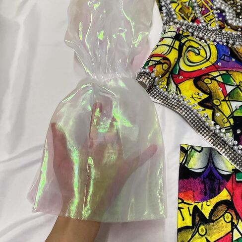 Yoyomomozi Catwalk Stage Performance Night Club New 2 Piece Sets Sparky Rhinestone Pearl Birthday Celebrity Shorts Coat Outfit, Yellow, One Size in Kuwait