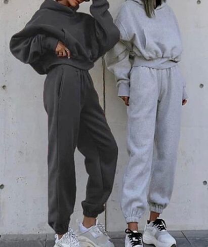 xxxiticat Women's Hooded Oversized Tracksuit Long Sleeve Drawstring Hoodies Top Loose Sweatpants Jogger 2PCS Outfit in Saudi Arabia