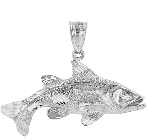925 Sterling Silver Textured Sea Bass Pendant in Saudi Arabia