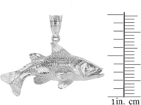 925 Sterling Silver Textured Sea Bass Pendant in Saudi Arabia