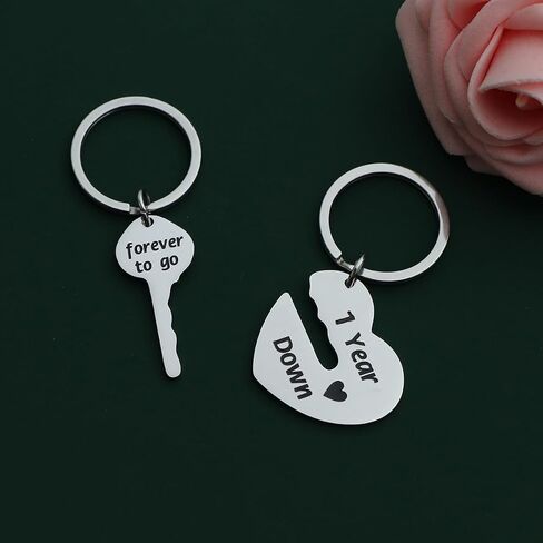 Eilygen Couple Gift 2PCS Matching Couple Keychains 11th 21th Wedding Anniversary Key Chain Gift for Him and Her in Kuwait