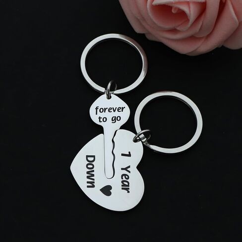 Eilygen Couple Gift 2PCS Matching Couple Keychains 11th 21th Wedding Anniversary Key Chain Gift for Him and Her in Kuwait