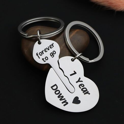 Eilygen Couple Gift 2PCS Matching Couple Keychains 11th 21th Wedding Anniversary Key Chain Gift for Him and Her in Kuwait