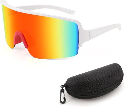 نظارات شمسية من Karsaer Vision Neon Visor Shield ملفوفة حول الرجال والنساء ظلال عاكسة كبيرة الحجم 80s 90s in Kuwait