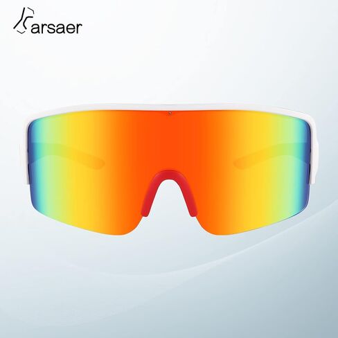نظارات شمسية من Karsaer Vision Neon Visor Shield ملفوفة حول الرجال والنساء ظلال عاكسة كبيرة الحجم 80s 90s in Kuwait
