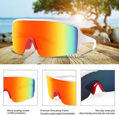 نظارات شمسية من Karsaer Vision Neon Visor Shield ملفوفة حول الرجال والنساء ظلال عاكسة كبيرة الحجم 80s 90s in Kuwait