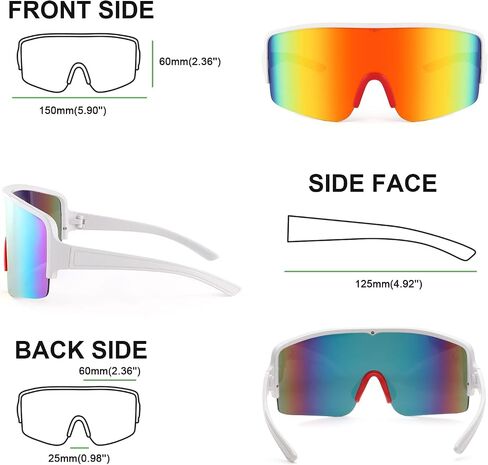 نظارات شمسية من Karsaer Vision Neon Visor Shield ملفوفة حول الرجال والنساء ظلال عاكسة كبيرة الحجم 80s 90s in Kuwait