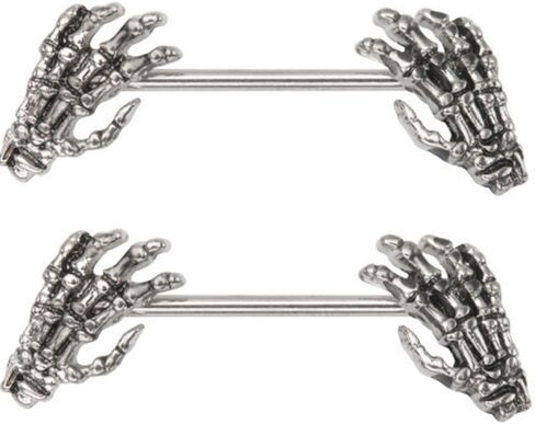 Body Accentz Nipple Ring Skeleton Hands bar body Jewelry sold as Pair 14g in Saudi Arabia