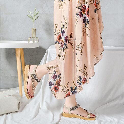 MEMON المرأة الشقق الصنادل البوهيمي الصيف المفتوحة تو مطاطا الكاحل حزام الصنادل مريحة الوجه يتخبط أحذية الشاطئ in Kuwait