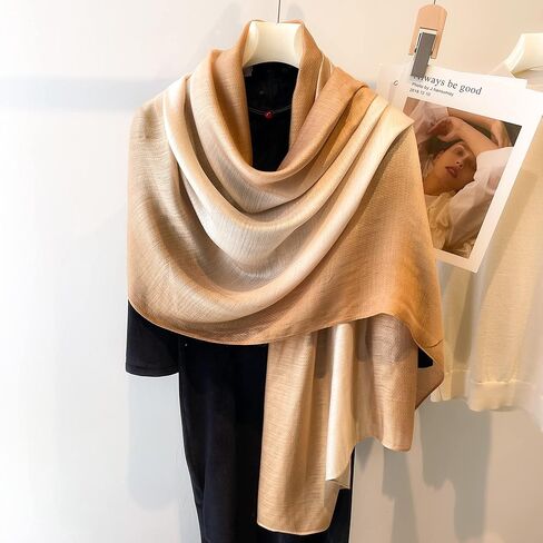 WINCESS.YU وشاح نسائي متدرج شالات طويلة وأغطية باشمينا صلبة خفيفة الوزن لربيع وصيف وخريف in Kuwait