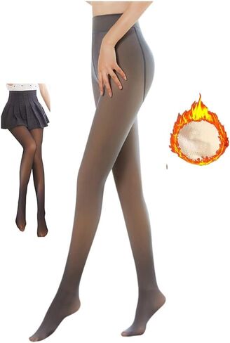 ZAZHANG Flawless Legs Fake Translucent Warm Fleece Pantyhose Women Warm Fleece Lined Slim Stretchy Leggings Pant (US, Alpha, Medium, Regular, Regular, Black) in Saudi Arabia