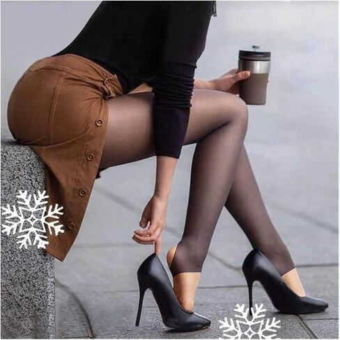 ZAZHANG Flawless Legs Fake Translucent Warm Fleece Pantyhose Women Warm Fleece Lined Slim Stretchy Leggings Pant (US, Alpha, Medium, Regular, Regular, Black) in Saudi Arabia